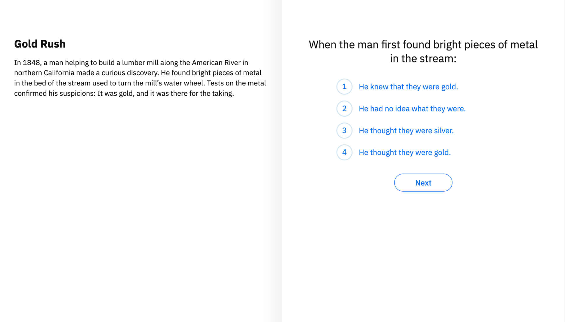 Making inferences items ask students to make connections across the text.