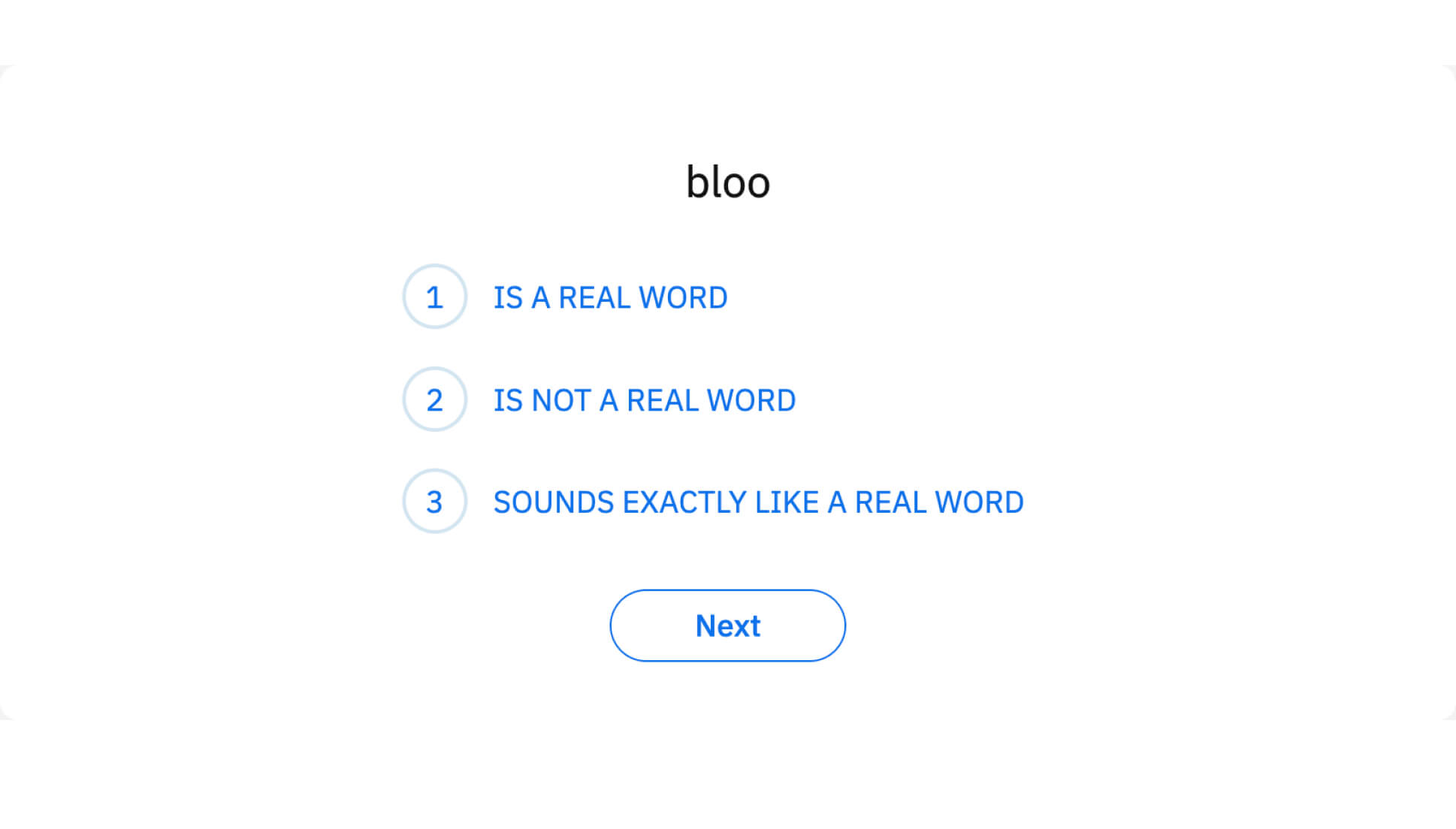 Pseudohomophone items ask student to identify special kinds of nonsense words that, when pronounced, sound exactly like real English words.